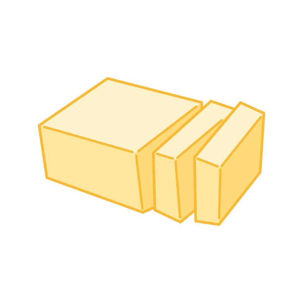 Single butter block with a sharp diagonal surface. vector