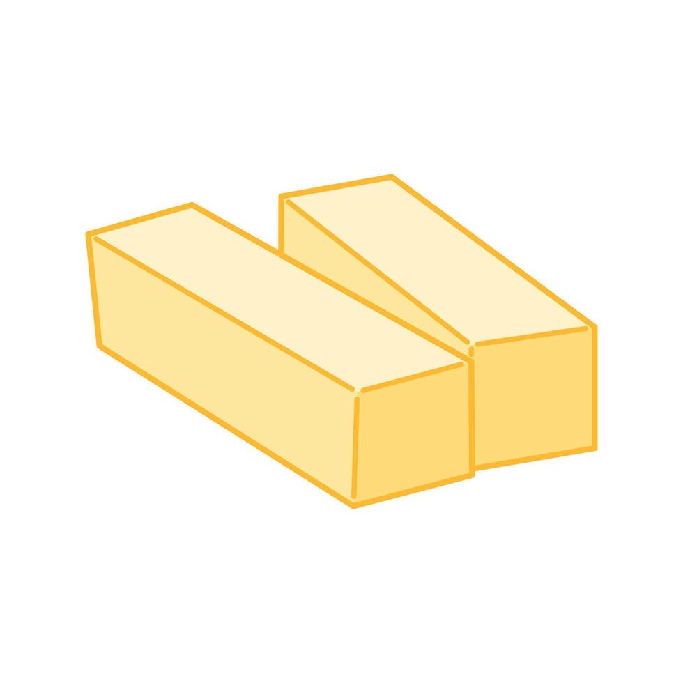 Twin rectangular butter blocks placed side by side. vector