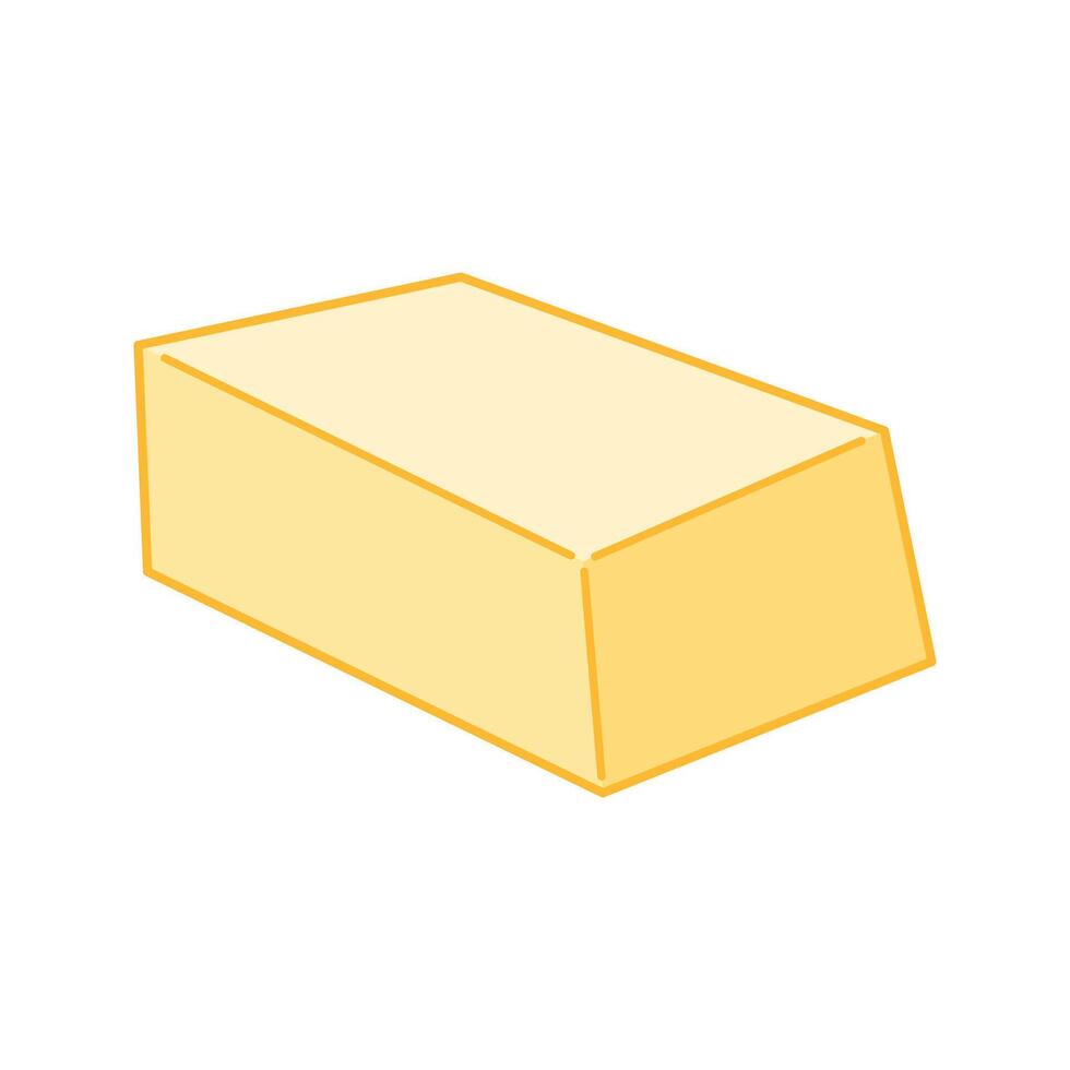 Butter cube with two slices placed side by side. vector