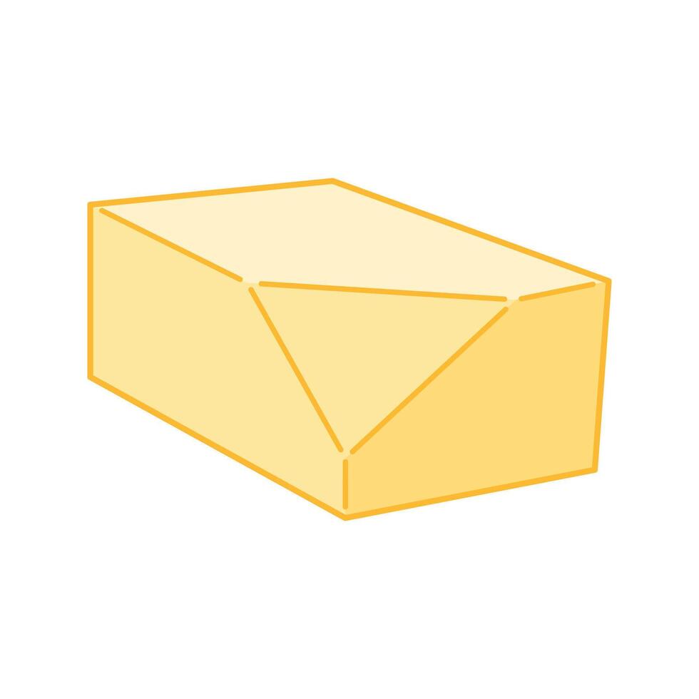 Angled butter block featuring a top chamfered cut. vector