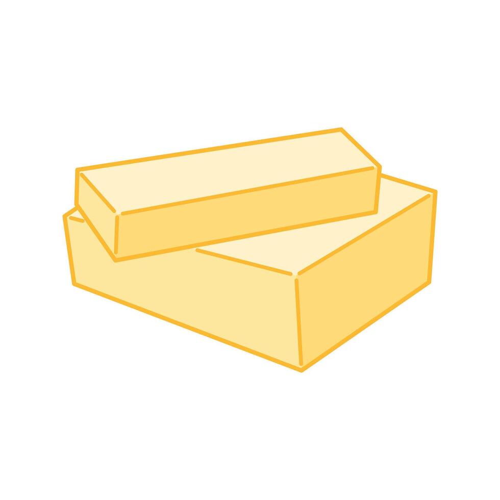 Butter stack with one long slice leaning outward. vector