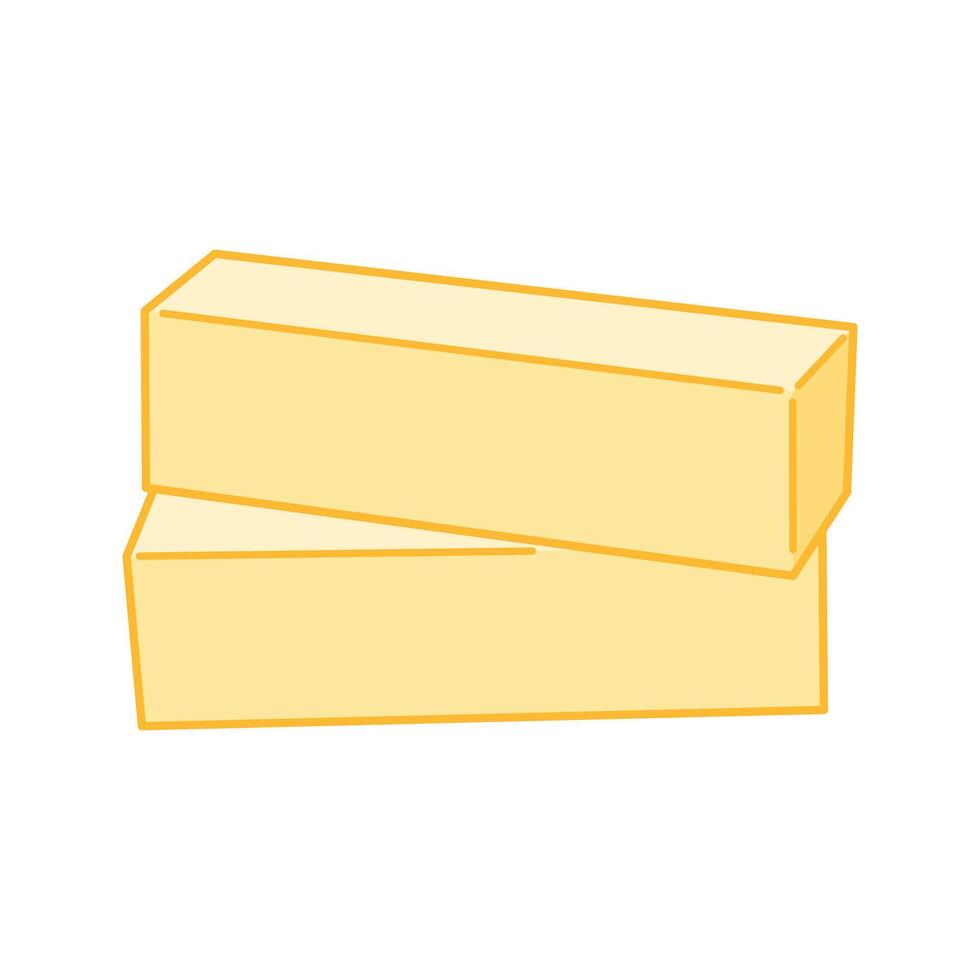 Two butter bars stacked neatly, viewed from a top angle. vector