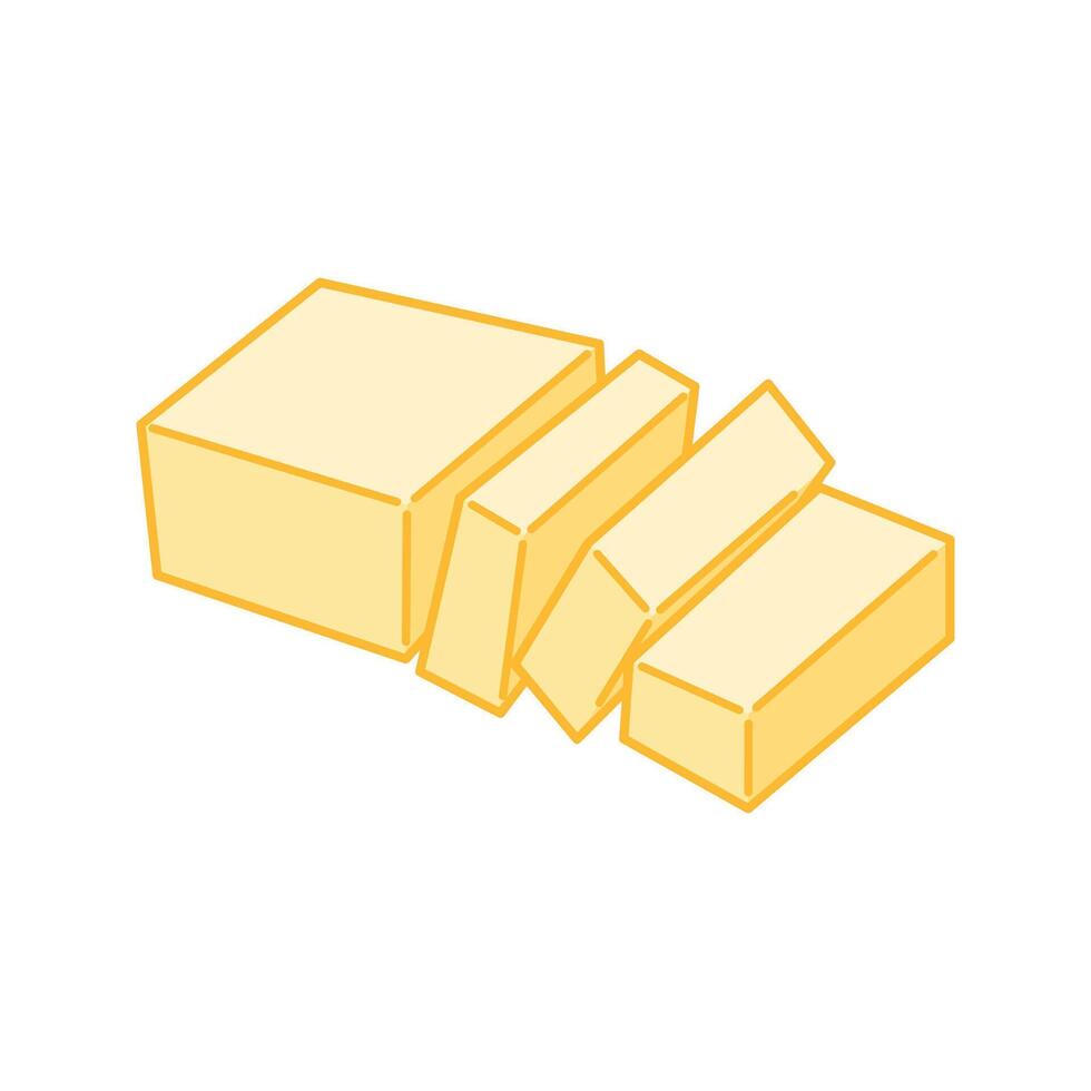 Three thick butter slices positioned diagonally. vector