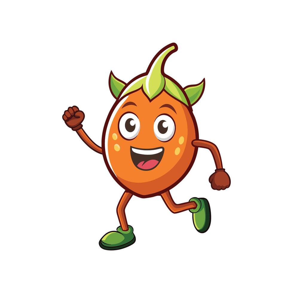 Cartoon running fruit character mascot with smiling face vector
