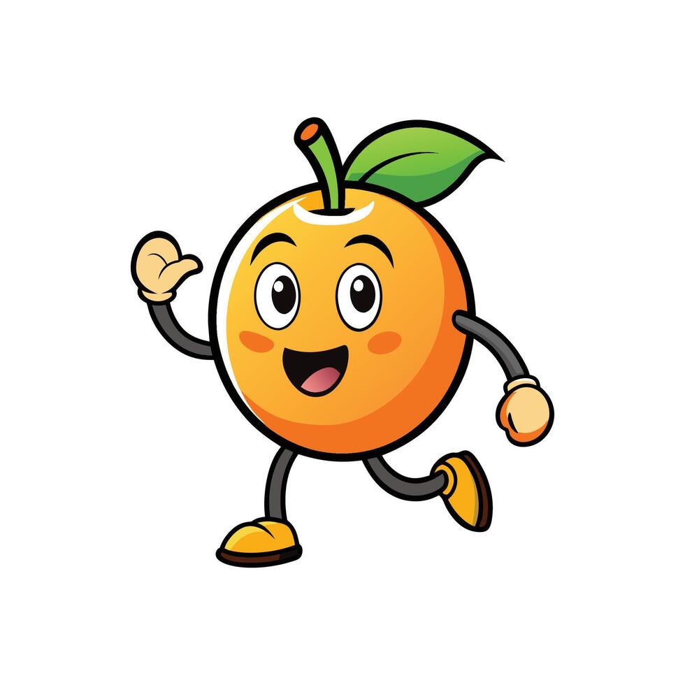 Happy orange character running on white background illustration vector