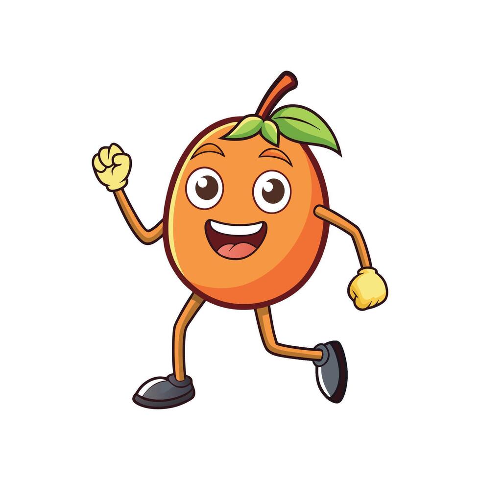 Cartoon orange character running cheerfully with a big smile vector