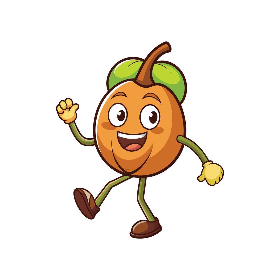 Happy cartoon sapodilla character waving on a white background vector