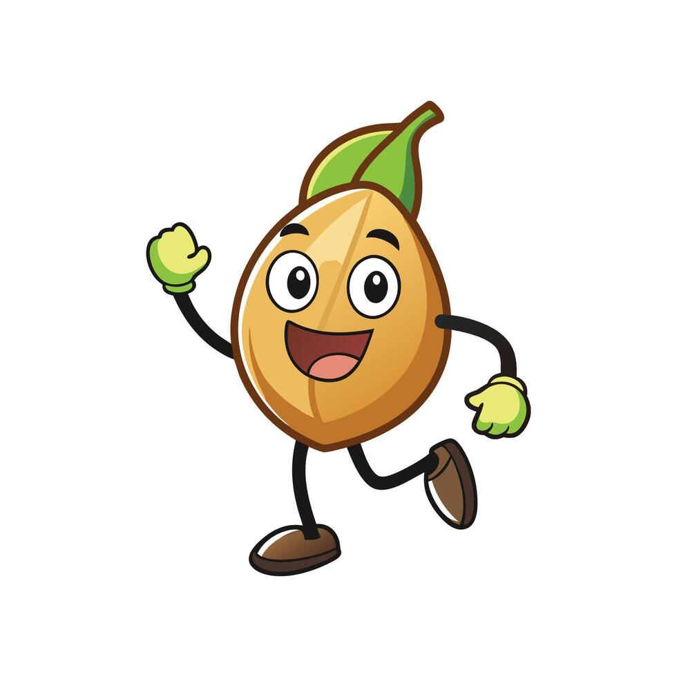 Cheerful Seed Cartoon Character Running Happily On White Background vector