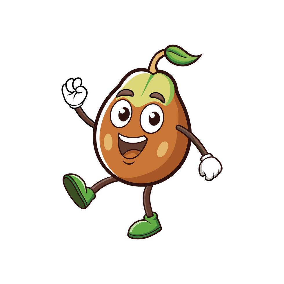 Cheerful pear cartoon character greeting isolated on white background vector