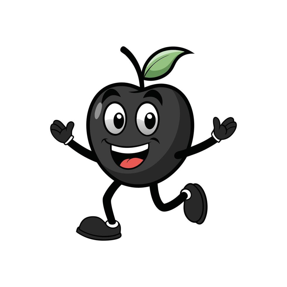 Happy cartoon apple character running and smiling with joy vector