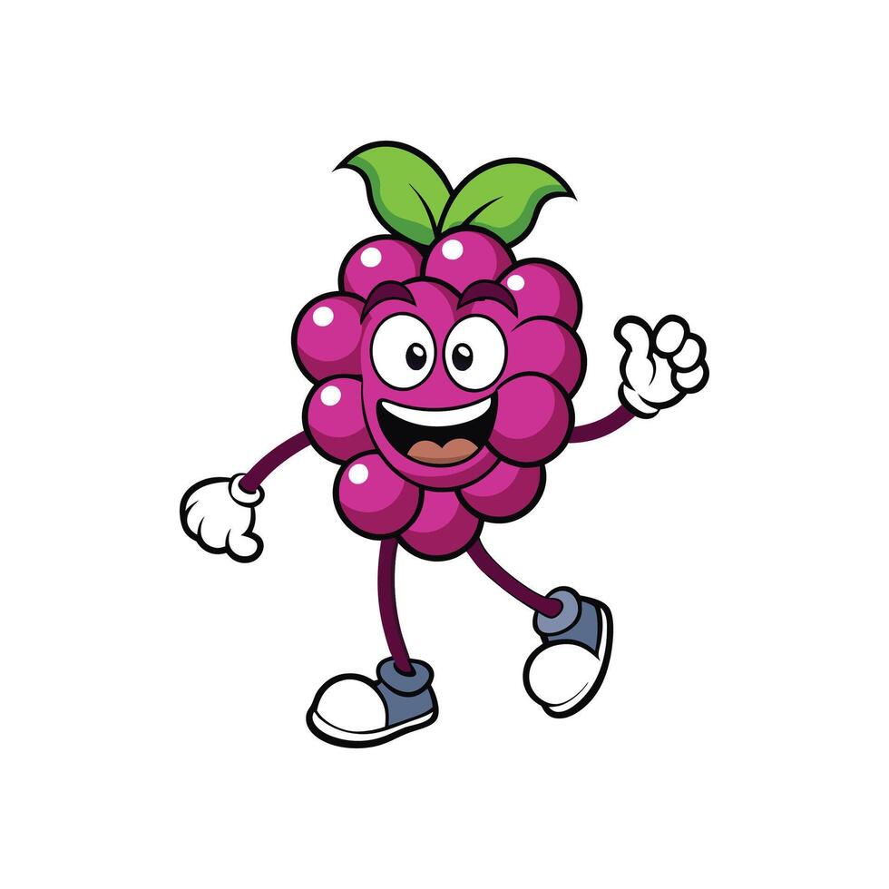 Cheerful grape cartoon character with arms and legs vector