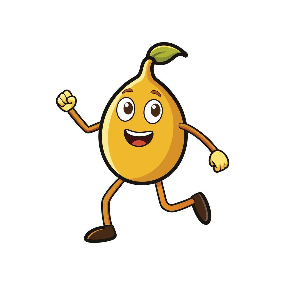 Animated Loquat Character Mascot Running with Excitement and Joy vector