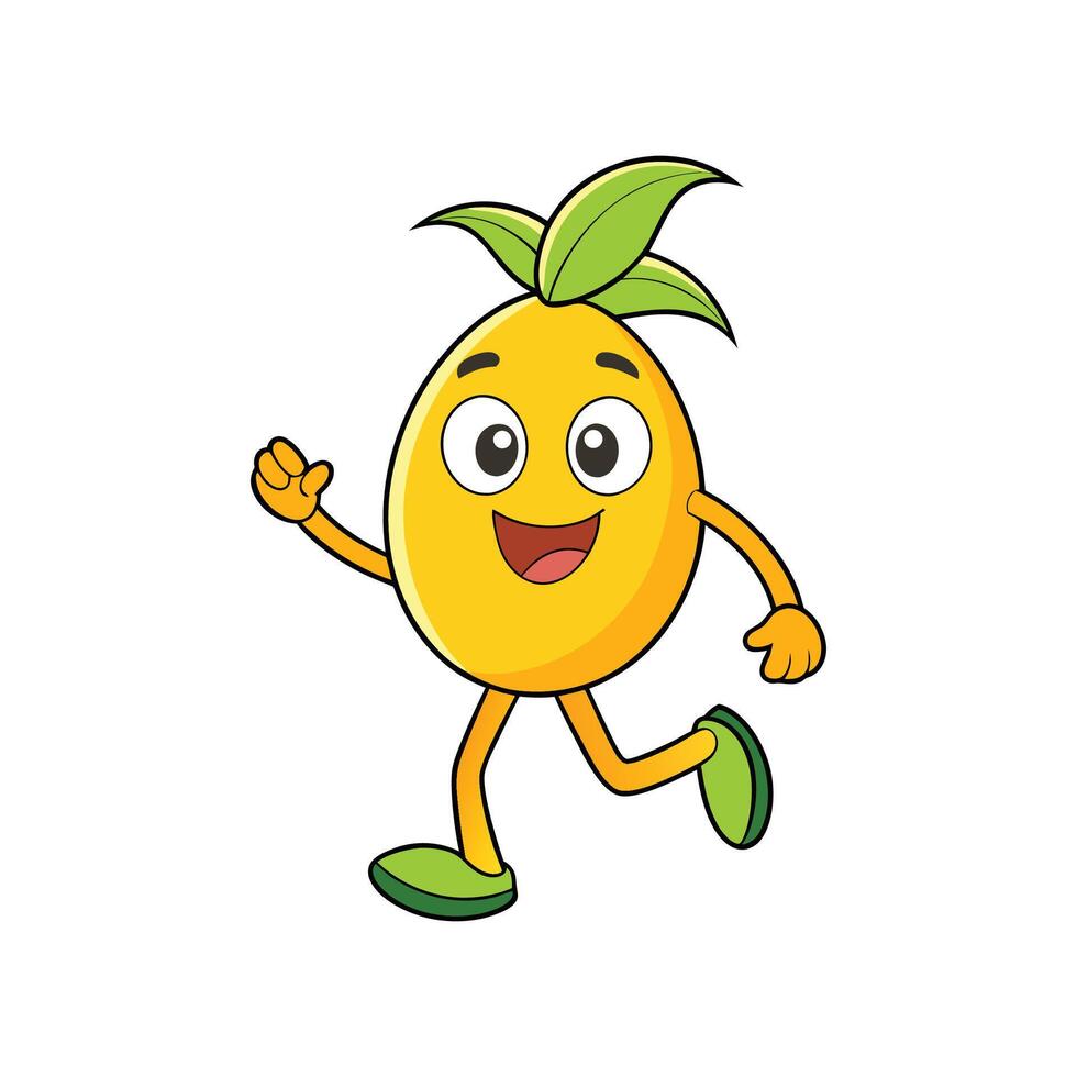 Cheerful Pineapple Character Running Isolated on White Background vector