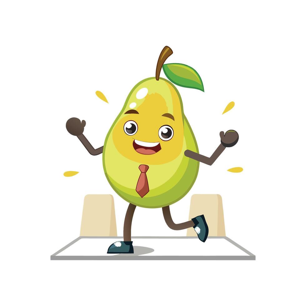 Happy pear cartoon character in a business office vector