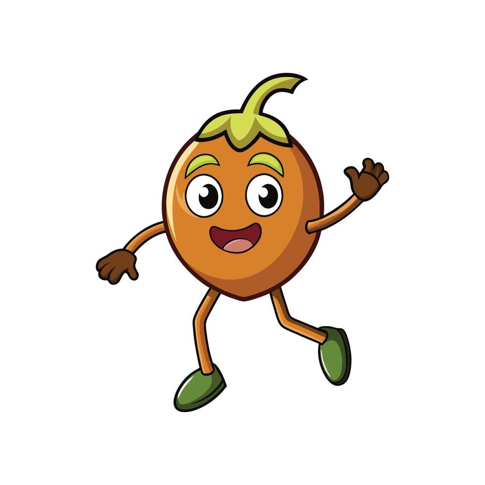 Cartoon orange character waving with friendly expression on white vector