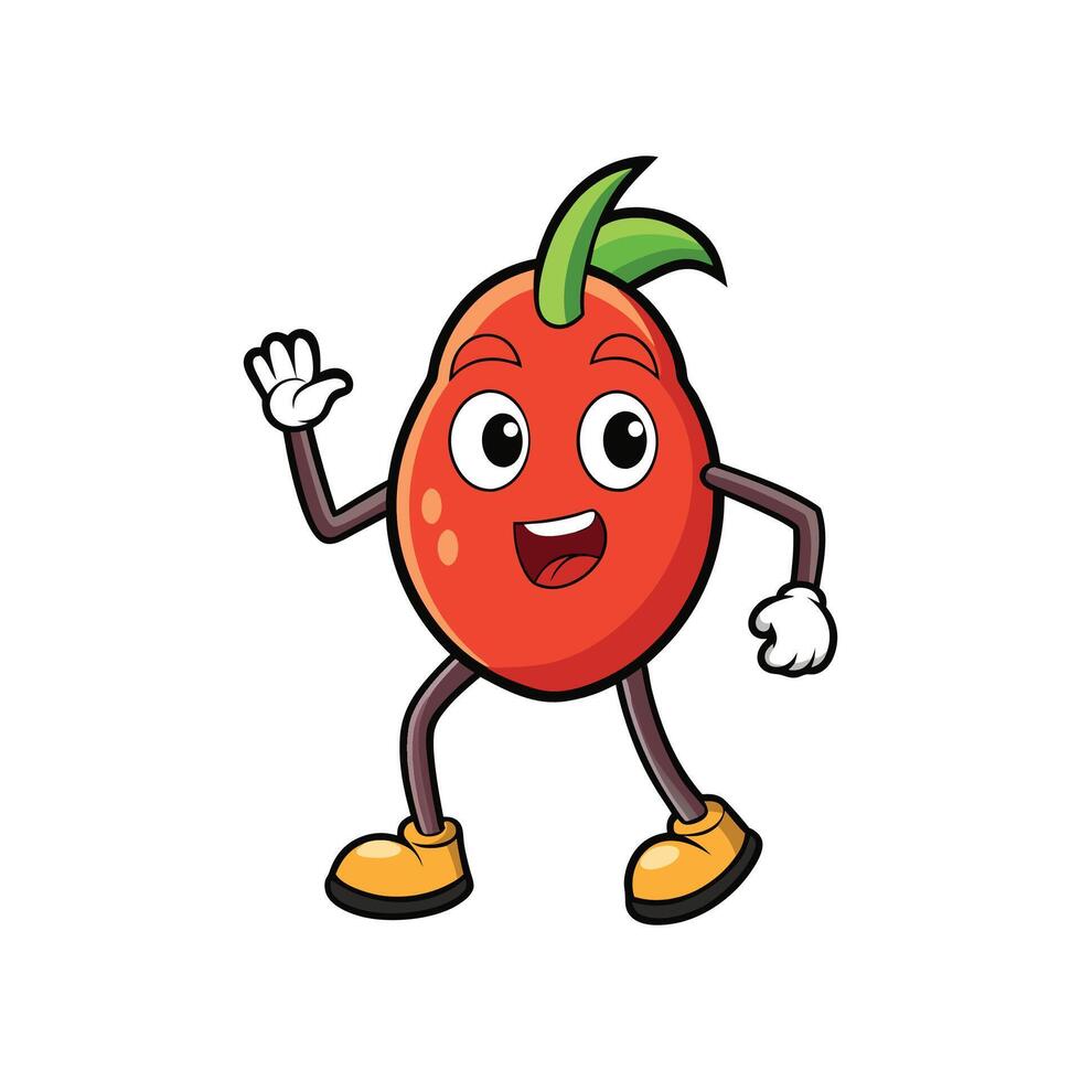 Cartoon lychee fruit character waving with a friendly smile vector