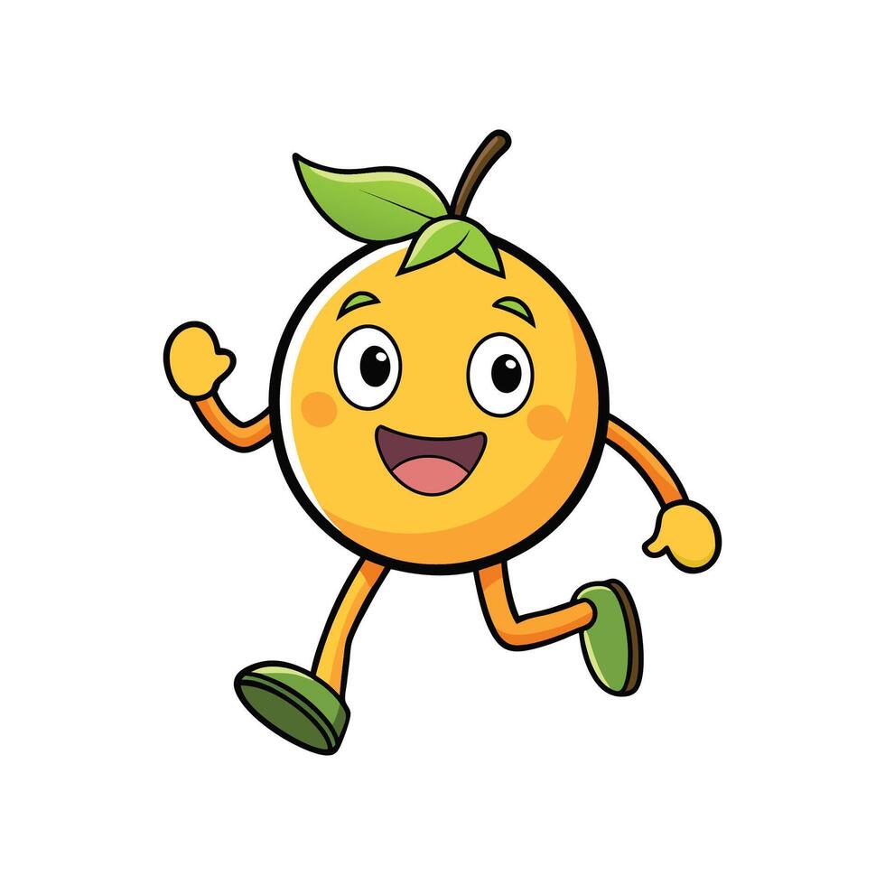 Cartoon orange character running cheerfully on a white background vector