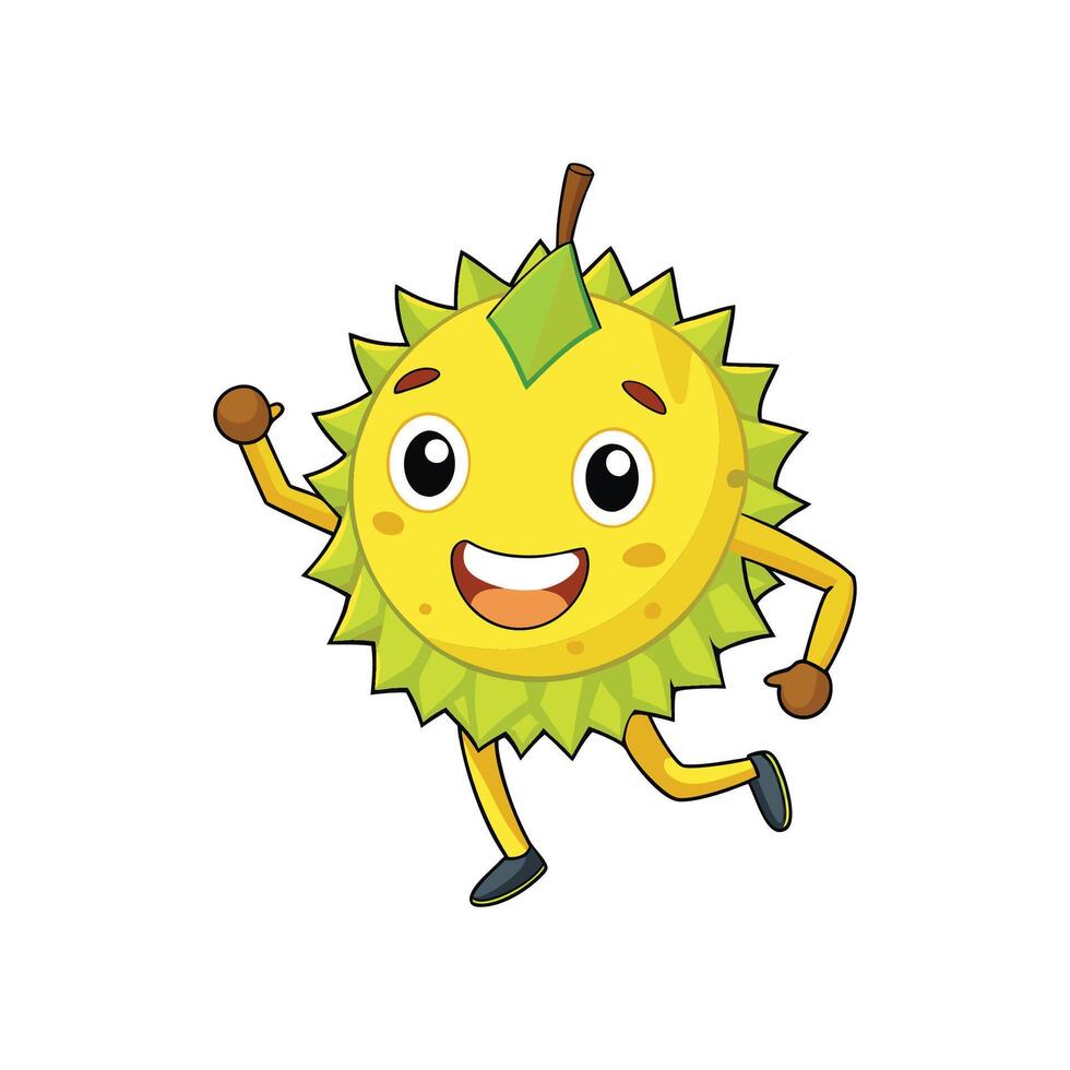 A running durian cartoon character illustration on white background vector