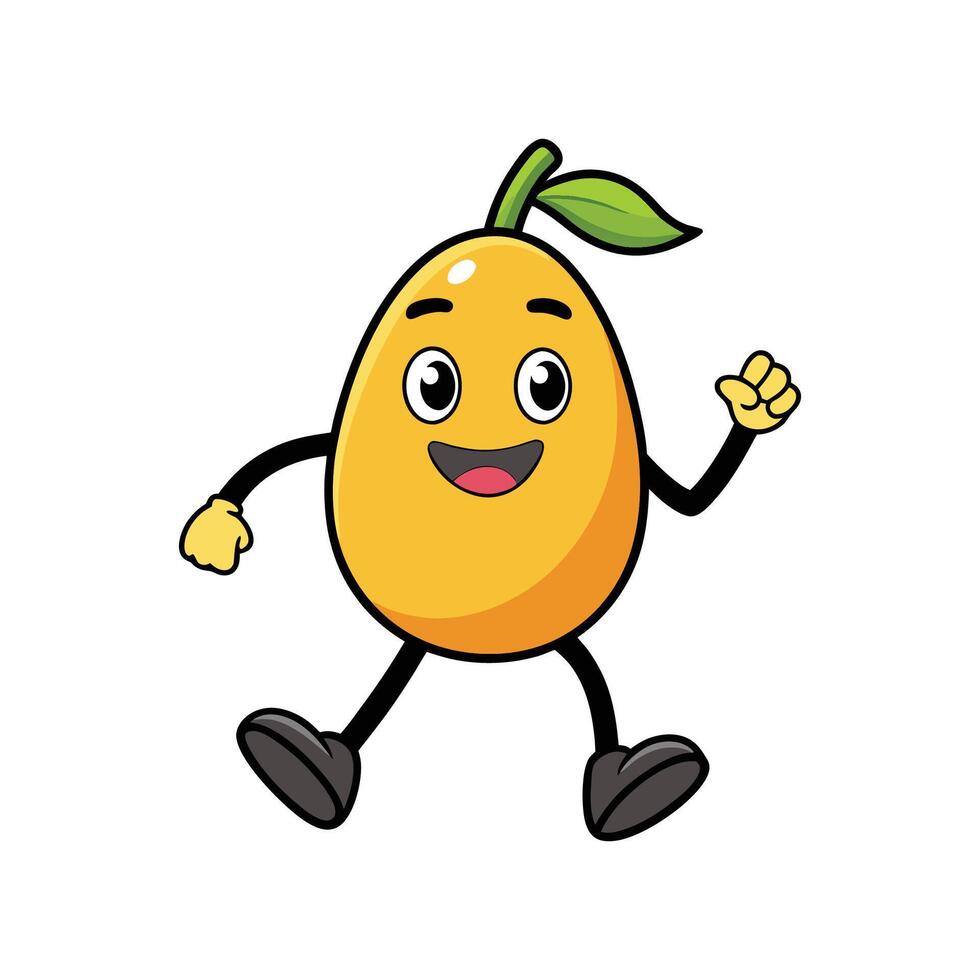 Cheerful mango fruit character with face, arms and legs vector