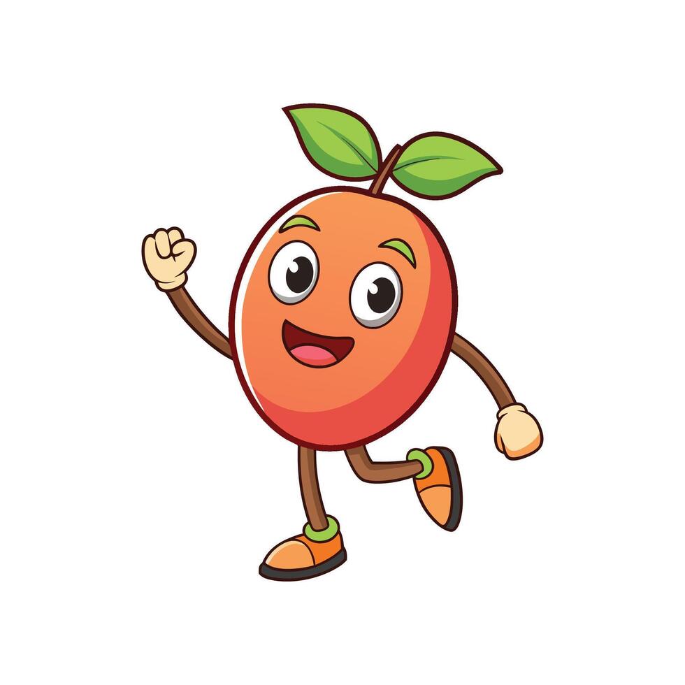 Cartoon mango character running with a happy smiling face vector