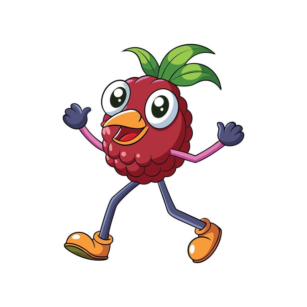 Playful Raspberry Character Running, Expressing Joy and Happiness vector
