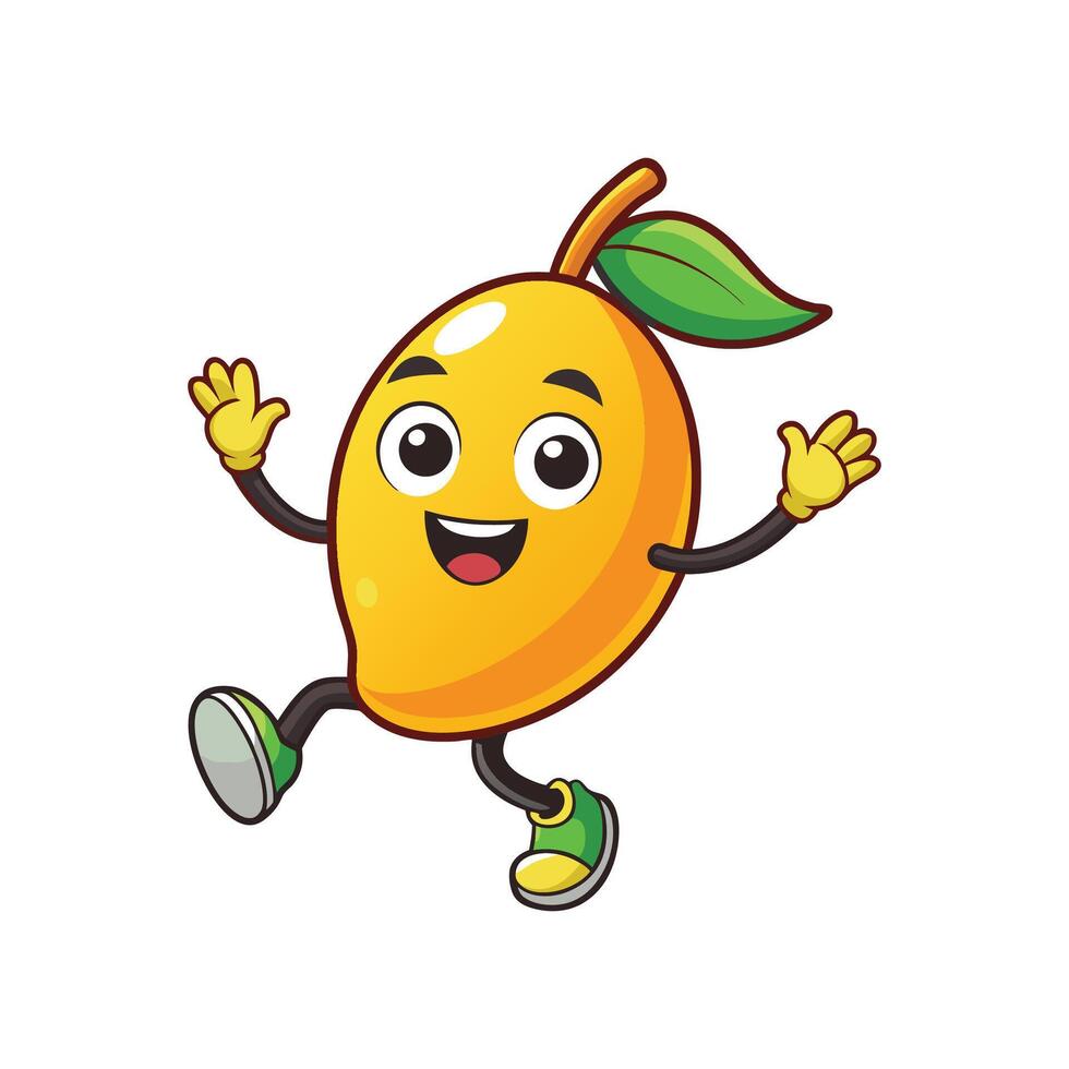 Happy cartoon mango character ready for action image vector