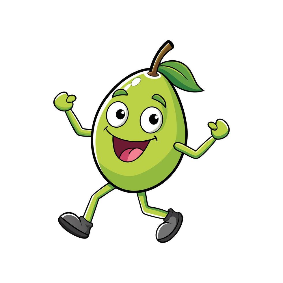 Cartoon olive character running with a happy expression vector