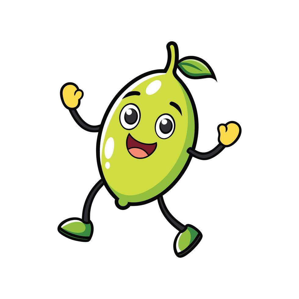 Happy cartoon lime character with arms and legs vector