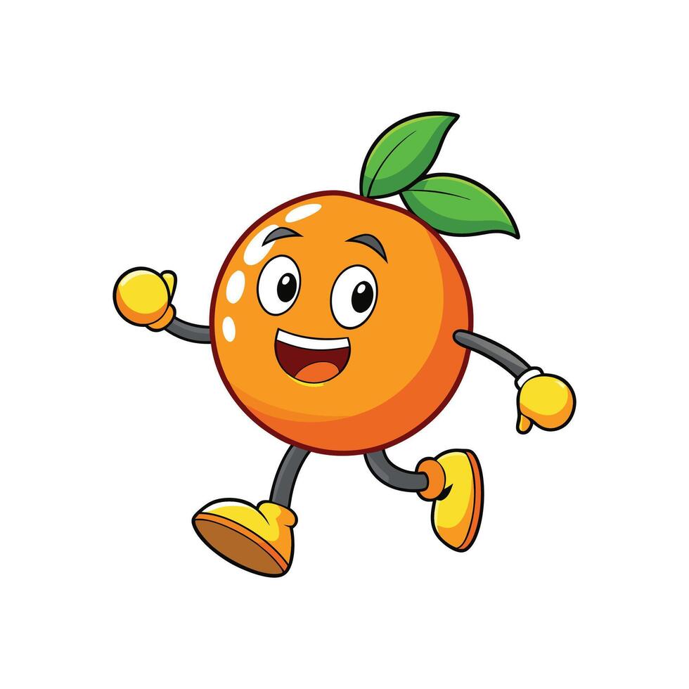 Cartoon orange character running on white background illustration vector