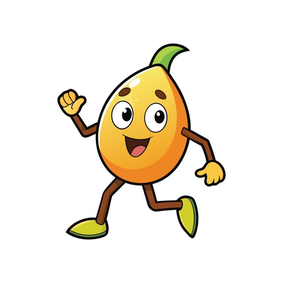 Happy cartoon seed character running cheerfully for health concepts vector