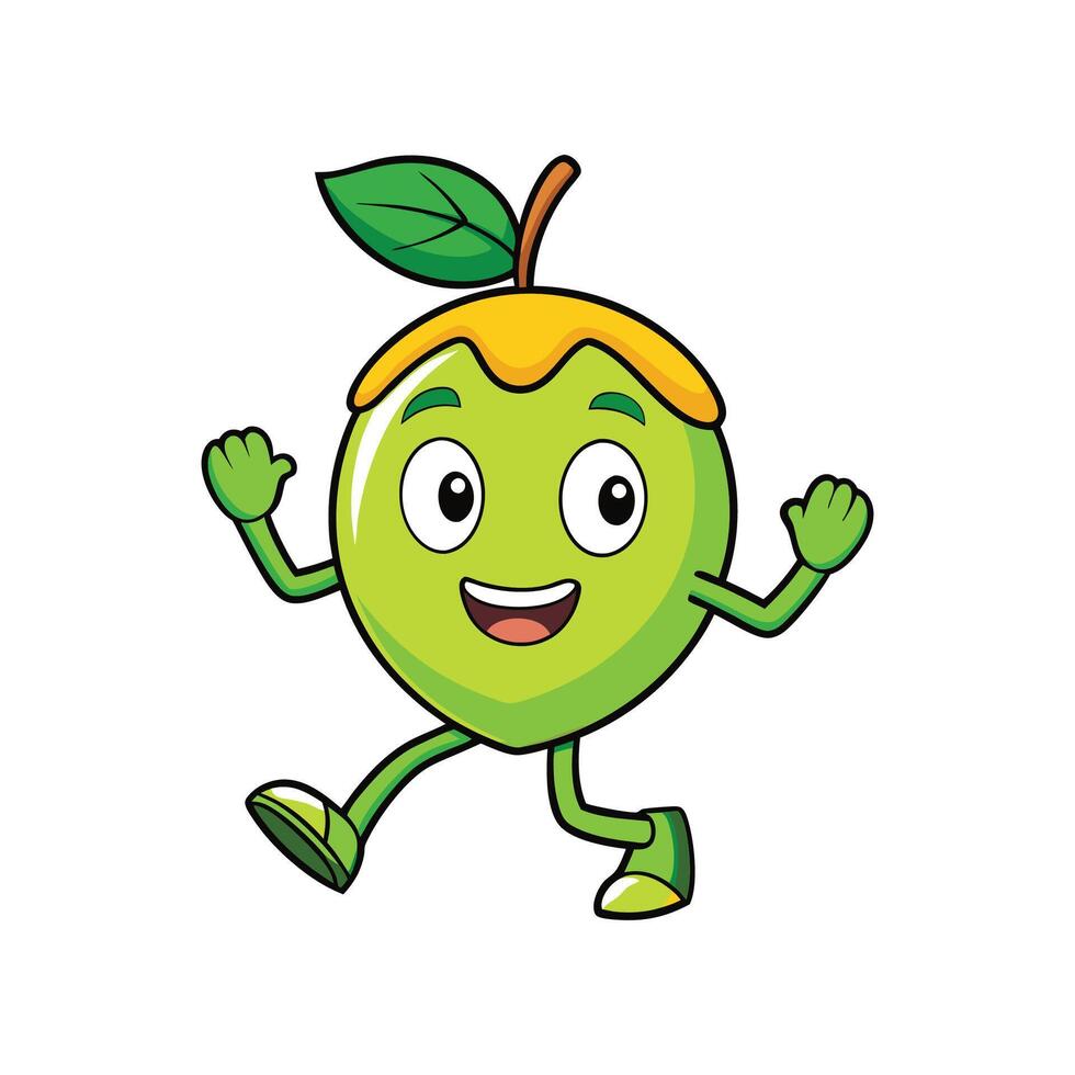 Happy cartoon fruit character running isolated on white background vector