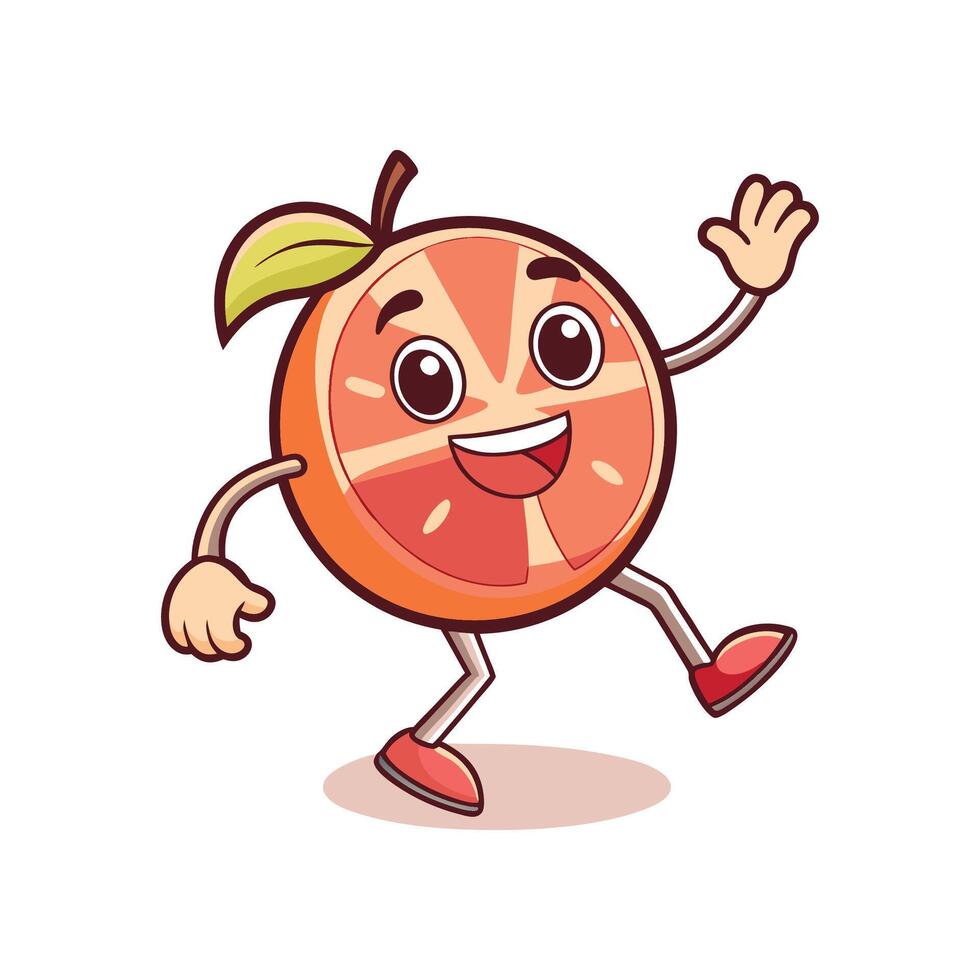Joyful Grapefruit Character Illustration with Hands and Feet vector