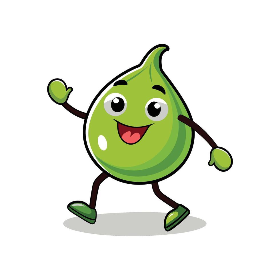 Happy green fig cartoon character walking and waving hello vector