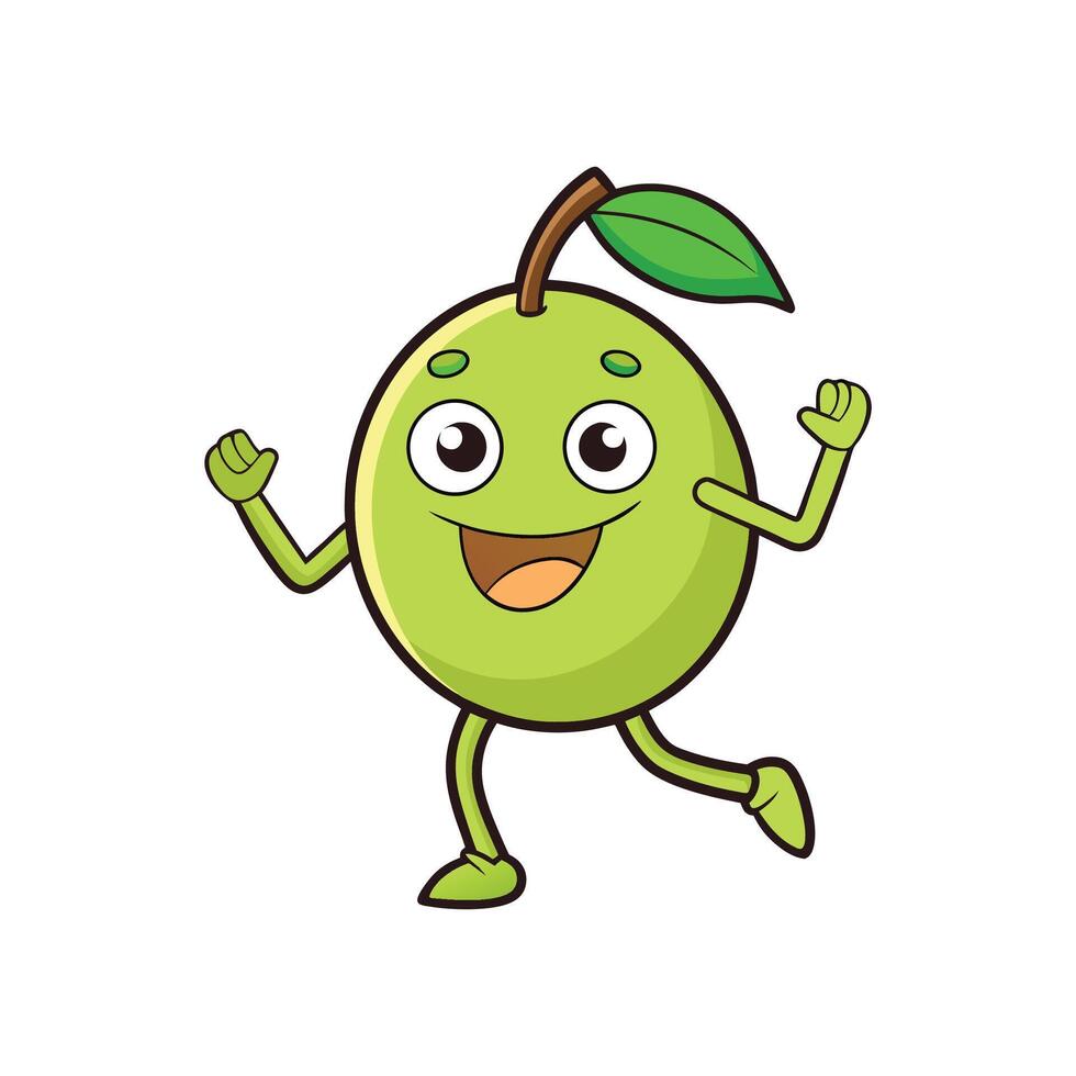 Happy cartoon lime character dancing with a big smile vector
