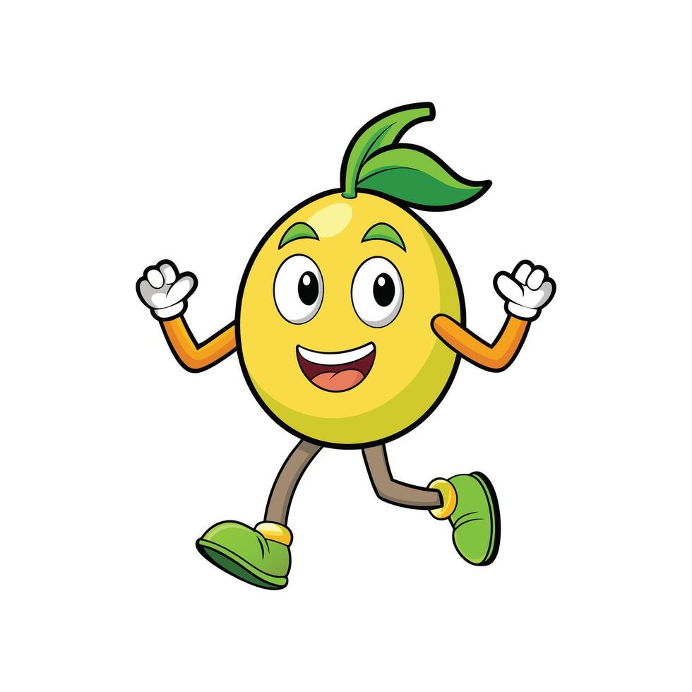 Joyful orange fruit character running happily with a smile vector