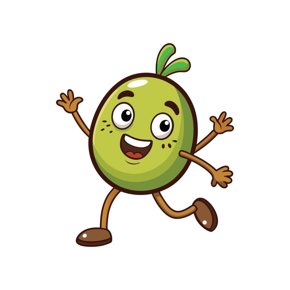 Happy Cartoon Avocado Running Isolated on a White Background vector