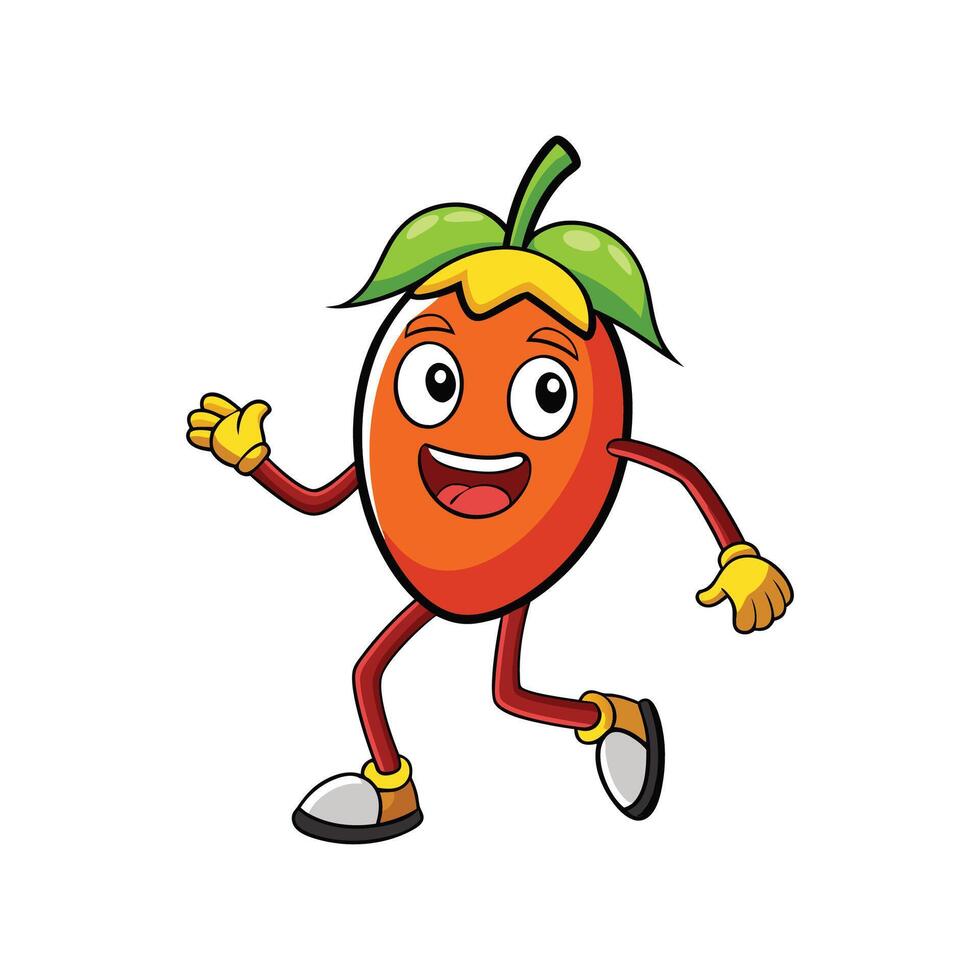 Cartoon Mango Character with Expression and Dynamic Pose vector