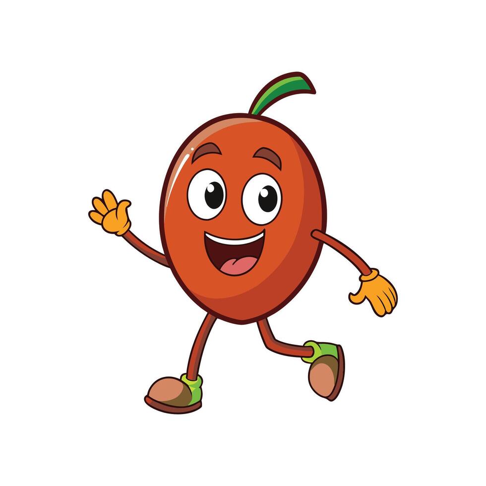 Animated mango character waving on white background illustration vector