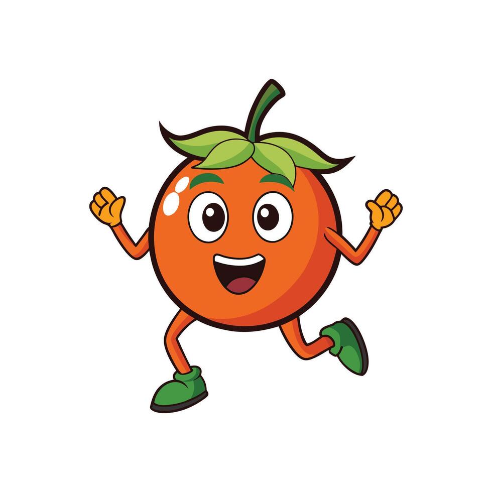 Happy cartoon orange character running with excitement and joy vector