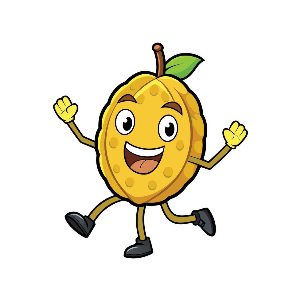 Cheerful cartoon loquat character with smiling face and hands vector
