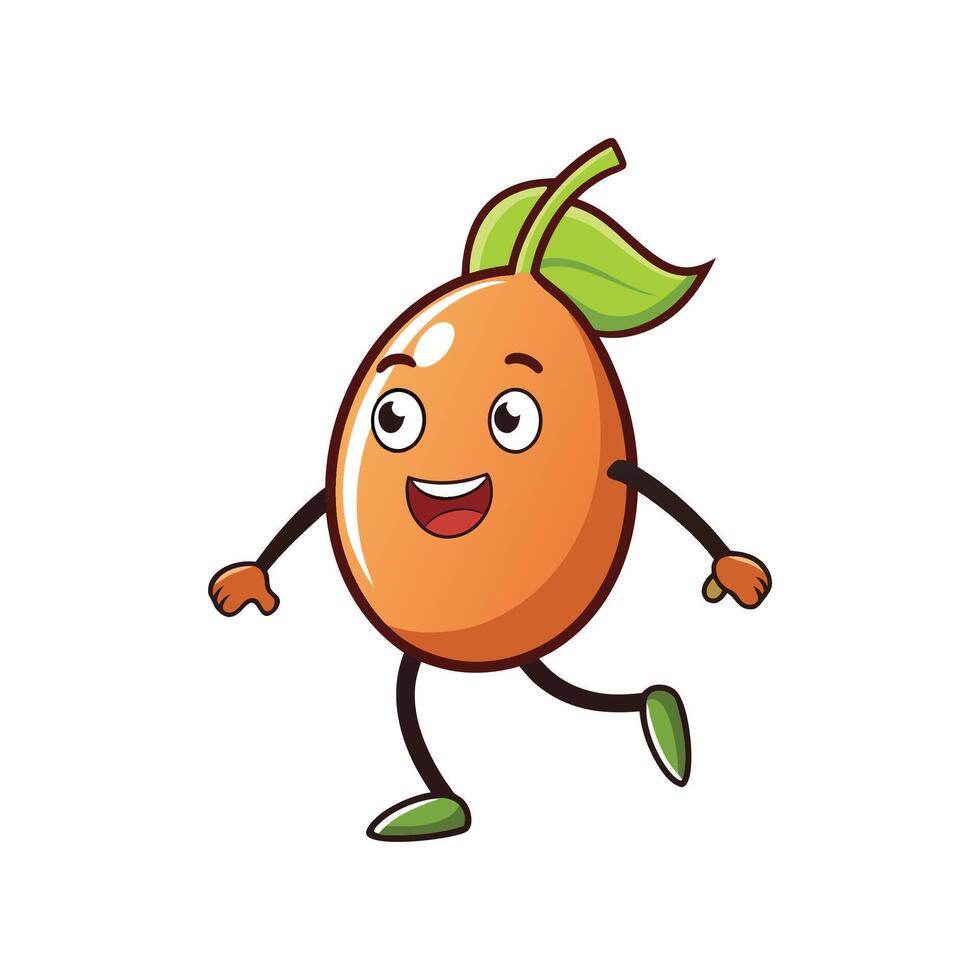 Cartoon illustration of a happy fruit character walking around vector