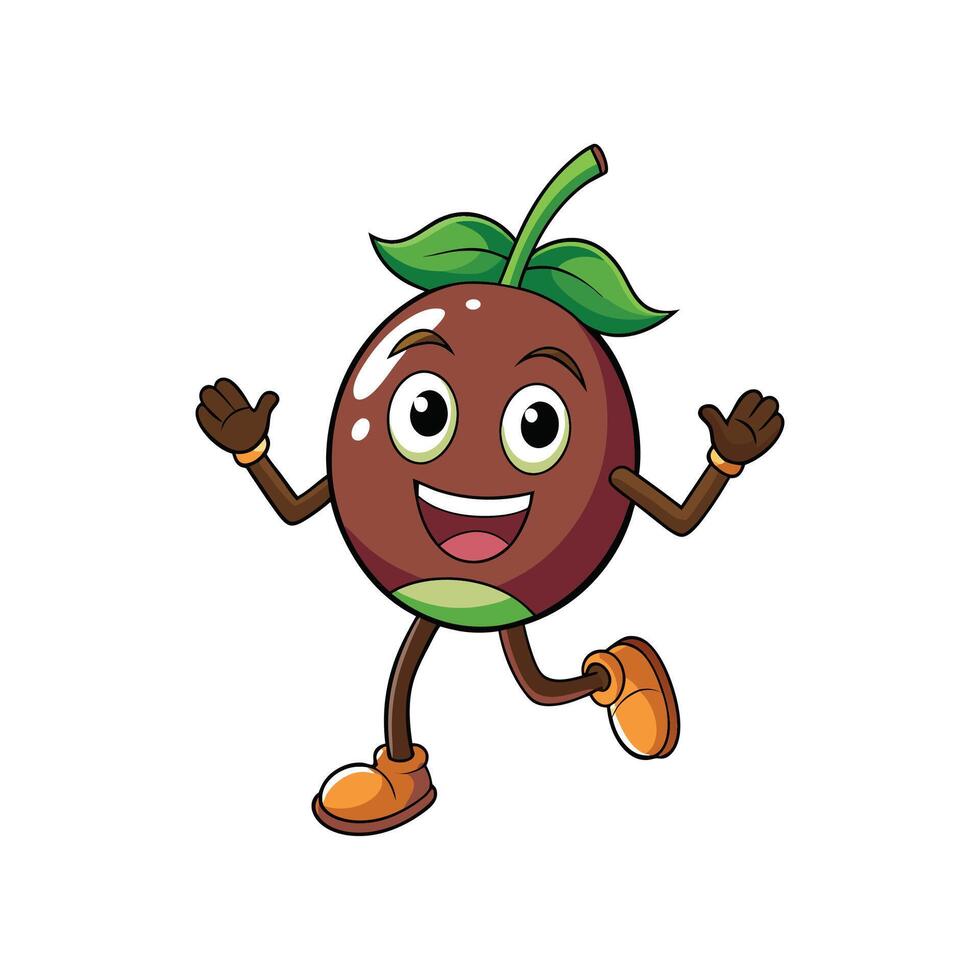 Joyful mangosteen cartoon character illustration on white background vector