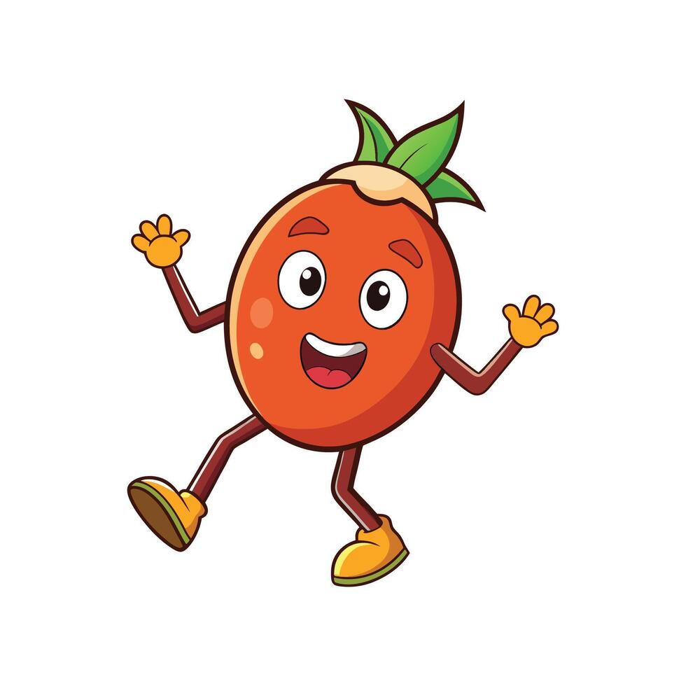 Cartoon Fruit Character Joyfully Waving Hands and Smiling vector