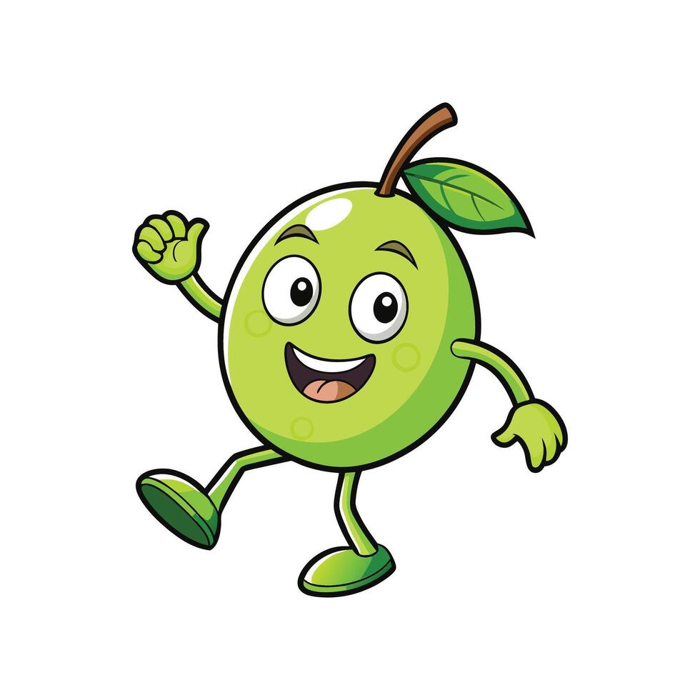 Happy cartoon lime character waving hand on white background vector