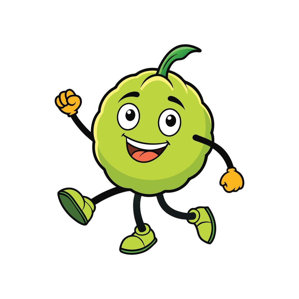 Cheerful lime character dancing on a white isolated background vector