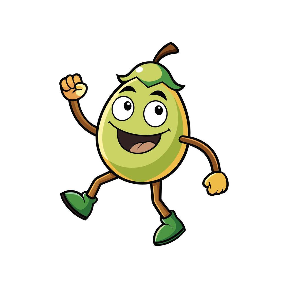 Cheerful Eggplant Cartoon Character with Expressive Face and Pose vector
