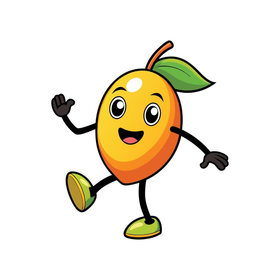 Friendly mango character waving isolated on a white background vector