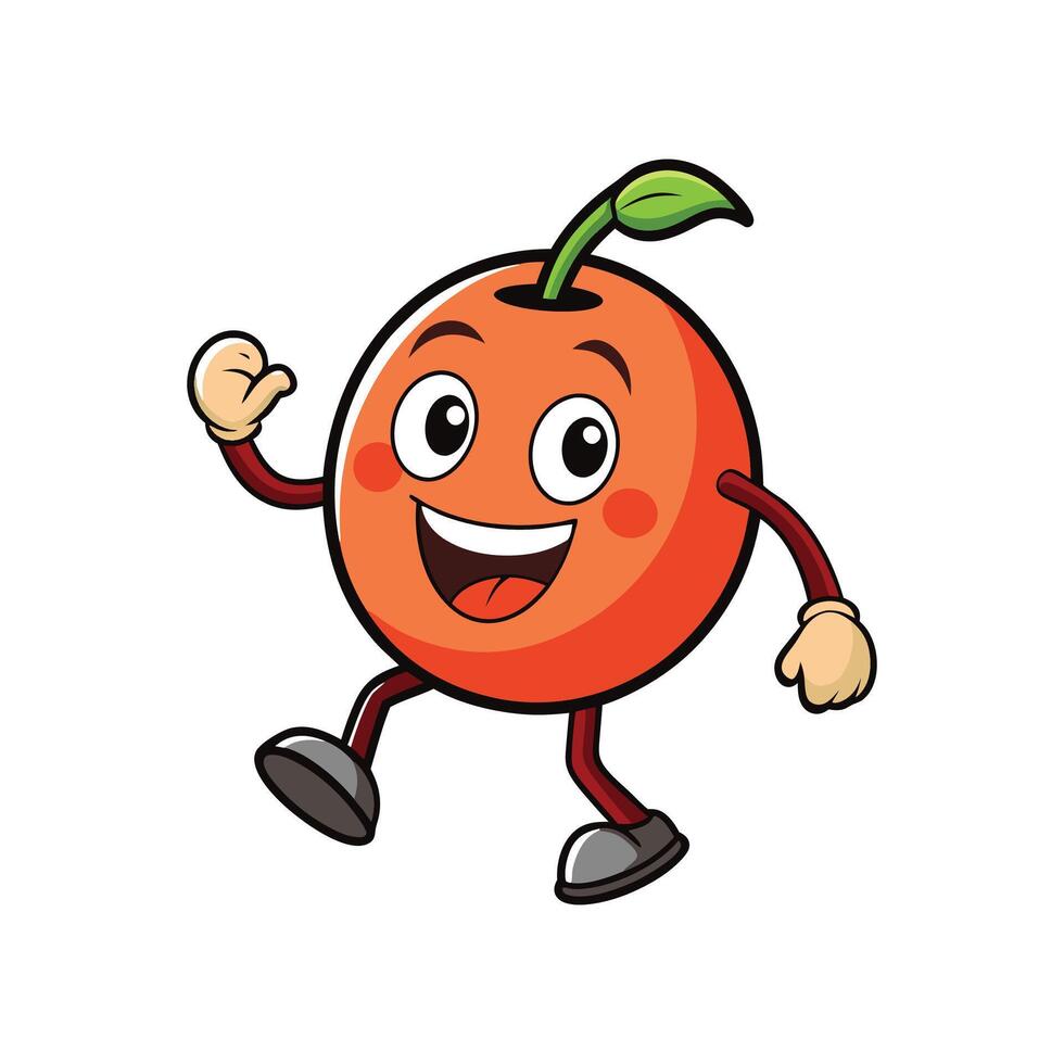 Smiling Orange Character Waving Hand Isolated on White Background vector