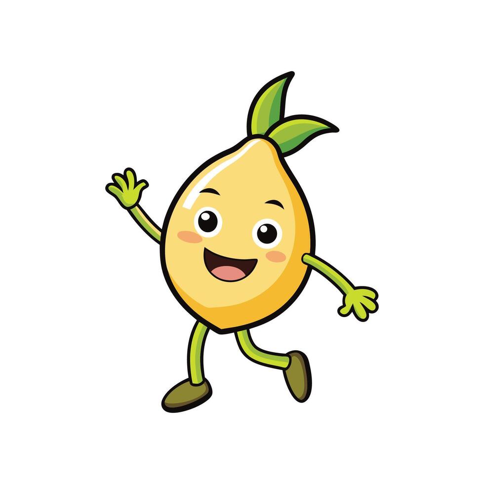Cheerful Smiling Lemon Character Waving Arm in Cartoon Style vector