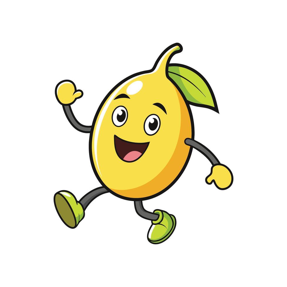 Cartoon lemon character happily walking on a white background vector